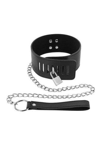 Ошейник с замком и с поводком Fetish Tentation Padlock and Leash