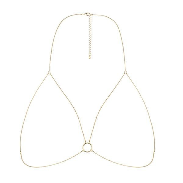 Цепочка портупея Bijoux Indiscrets Magnifique Bra Chain - Gold, украшение на тело