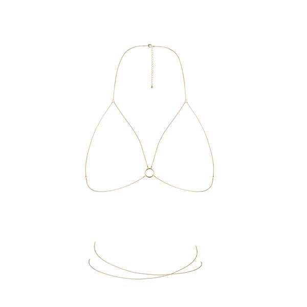 Цепочка портупея Bijoux Indiscrets Magnifique Bra Chain - Gold, украшение на тело