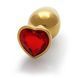 Металлическая анальная пробка Heart Gem, размер M цвет: золотистый/красный Ouch!