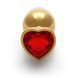 Металлическая анальная пробка Heart Gem, размер M цвет: золотистый/красный Ouch!