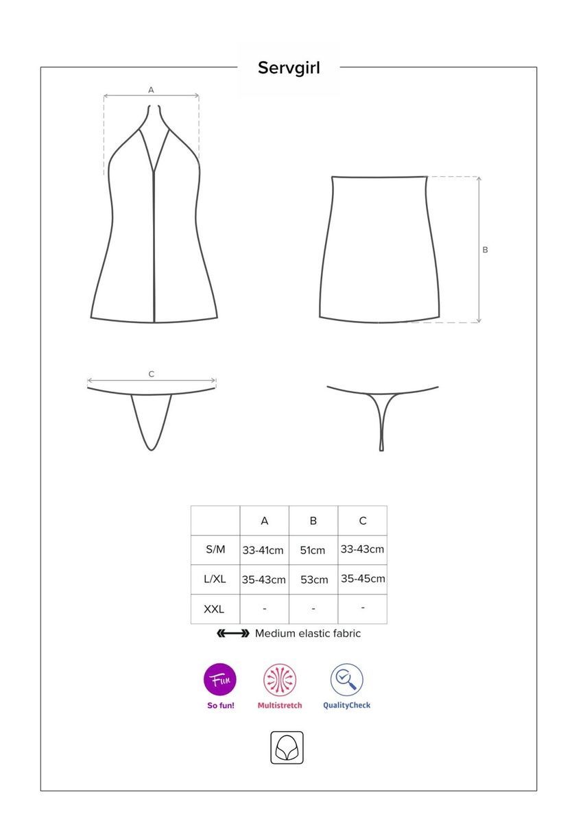 Еротичний костюм покоївки Obsessive Servgirl costume, халат, стрінги, фартух, обруч, S/M