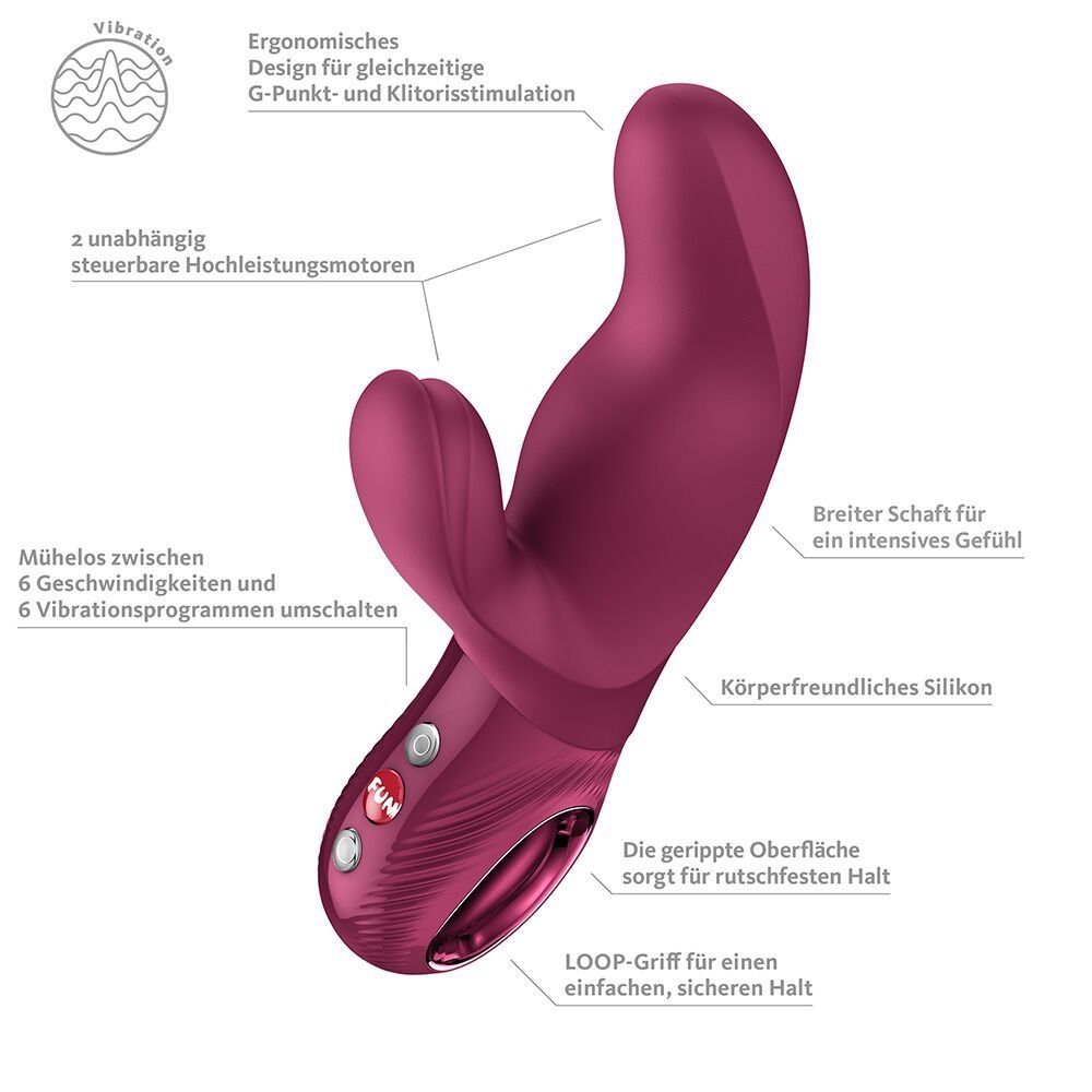 Вибратор-кролик Fun Factory MISS BI Wine Red, d - 4,2 см
