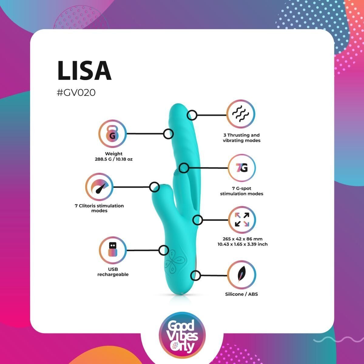 Вібратор-кролик Good Vibes Only - Lisa Thrusting Rabbit Vibrator with G-Spot Stimulator