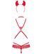 Еротичний костюм чортика зі стреп Obsessive Evilia teddy red L/XL