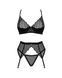 Комплект Obsessive Chemeris 3-pcs set, стрінги, пояс для панчіх, бюстгальтер, XS/S