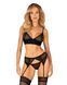 Комплект Obsessive Chemeris 3-pcs set, стрінги, пояс для панчіх, бюстгальтер, XS/S