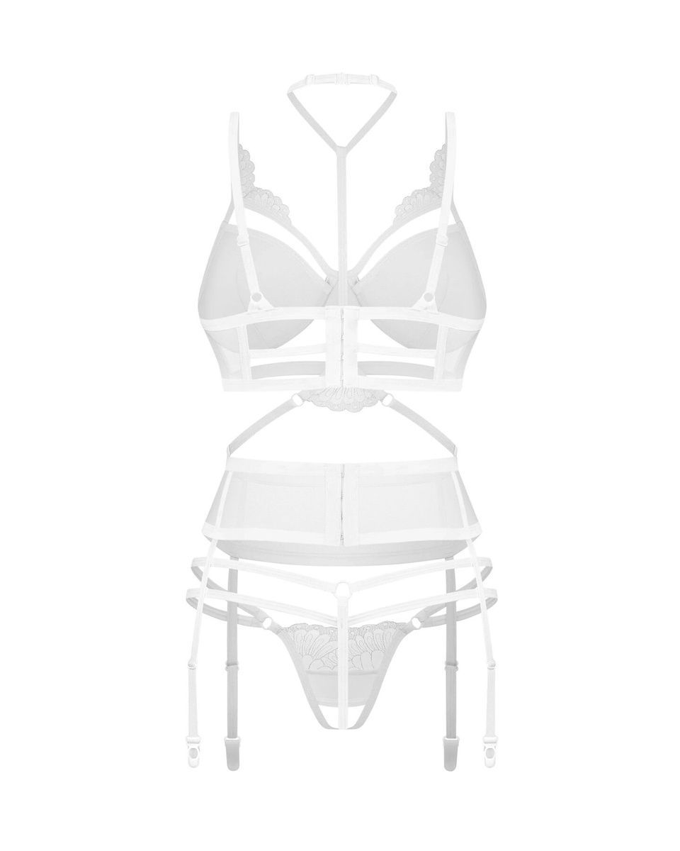 Комплект Obsessive Premisis White 3-pcs crotchless set  , S/M