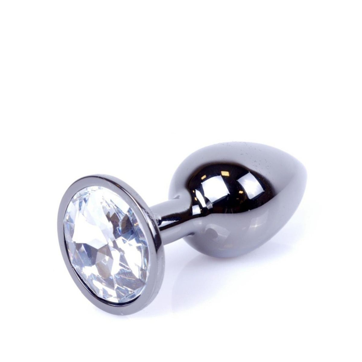 Анальная пробка Jewellery Dark Silver Plug Clear, 2,7 см