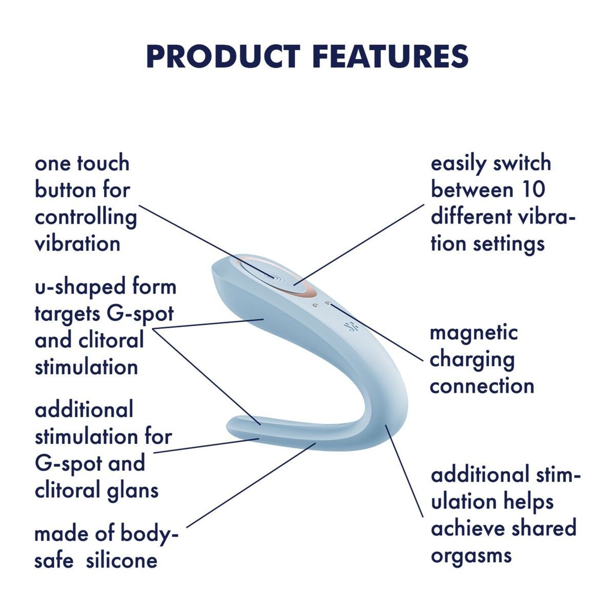 Вибратор для пар Satisfyer Double Classic Light Blue с одним моторчиком