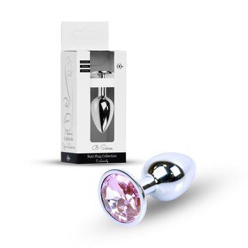 Анальная пробка Jewellery Silver Plug Light Pink, 2,7 см