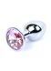 Анальная пробка Jewellery Silver Plug Light Pink, 2,7 см