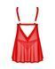 Бэби-долл Obsessive Elianes babydoll & thong, красный, кружевной лиф, трусики-танга в наборе, XS/S