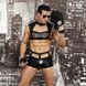 Мужской эротический костюм полицейского "Капитан Суровый" One Size Black: фуражка, трусы, топ, перча, One size