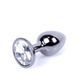 Анальная пробка Jewellery Dark Silver Plug Clear, 2,7 см