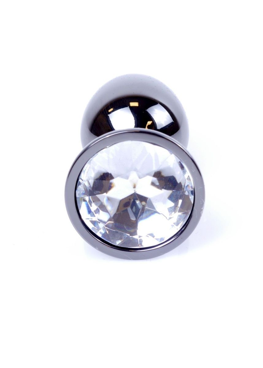 Анальная пробка Jewellery Dark Silver Plug Clear, 2,7 см