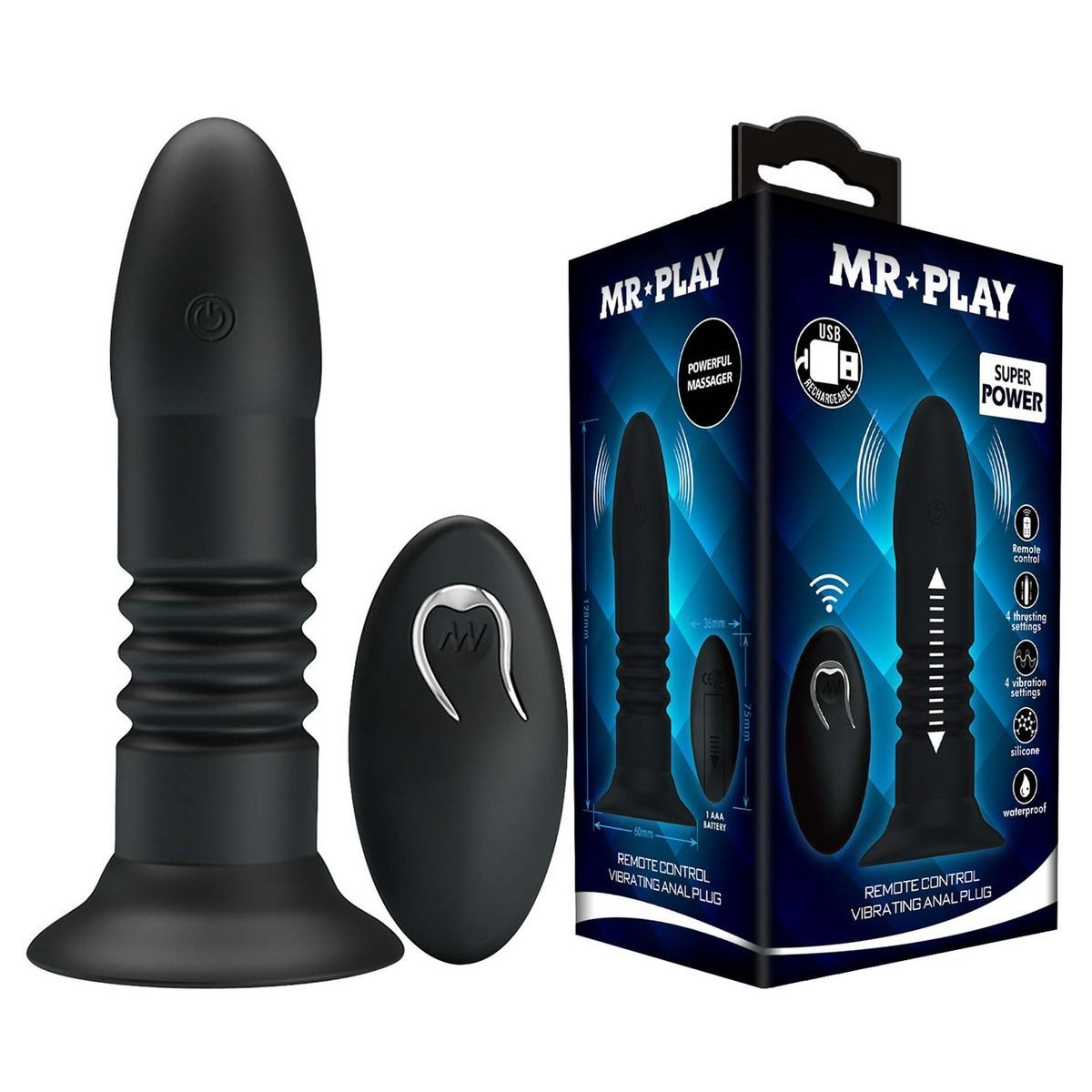 Анальная пробка с вибрацией Mr.Play Remote Control Vibrating Anal Plug, 3,5 см