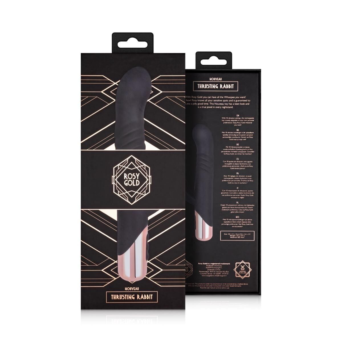 Вибратор-кролик Rosy Gold с имитацией фрикций - Rabbit Vibrator with thrusting function - Black