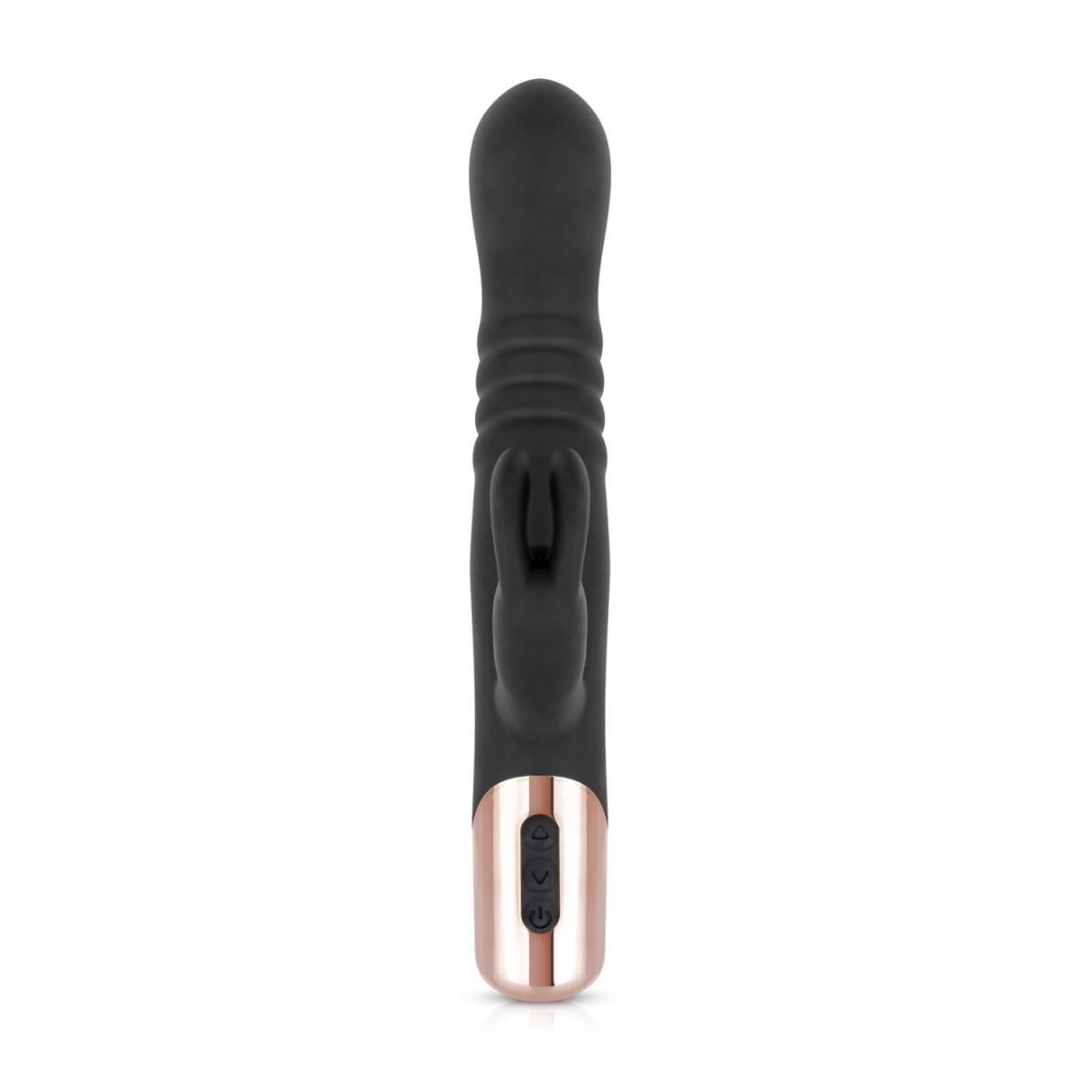 Вибратор-кролик Rosy Gold с имитацией фрикций - Rabbit Vibrator with thrusting function - Black