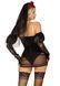 Еротичний костюм чорної нареченої Leg Avenue Heartbreak Bride, боді, рукави, вуаль, чокер, XS