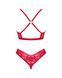 Комплект белья Obsessive Lacelove cupless 2-pcs set Red, открытый доступ, открытая грудь, XS/S