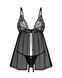 Сорочка бебі-дол Obsessive Blomentis babydoll & thong, мереживний ліф, стрінги в комплекті, XS/S