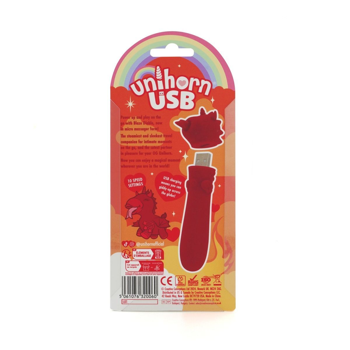 Вібратор-єдиноріжка Unihorn USB Bullet &ndash; Blaze Diablo віброкуля, USB-зарядка, 10 режимів