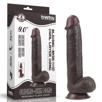 Фаллоимитатор LoveToy Sliding-Skin Dual Layer Dong 9" Black