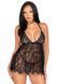 Сорочка беби-долл Leg Avenue Floral lace babydoll & string Black, стринги, S