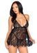 Сорочка беби-долл Leg Avenue Floral lace babydoll & string Black, стринги, S