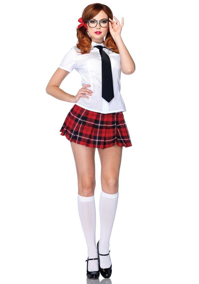 Эротический костюм школьницы Leg Avenue Private School Sweetie, рубашка, юбка, галстук, оправа, S
