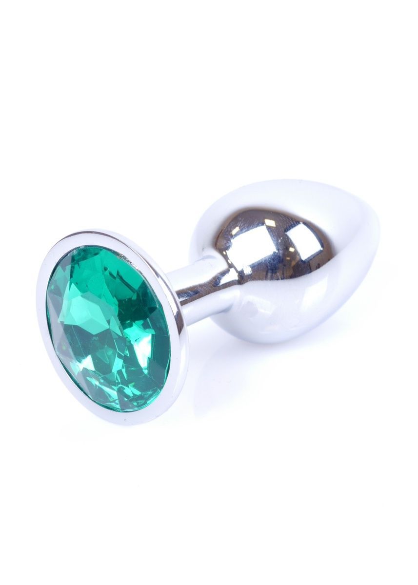 Анальная пробка Jewellery Silver Plug Green, 2,7 см
