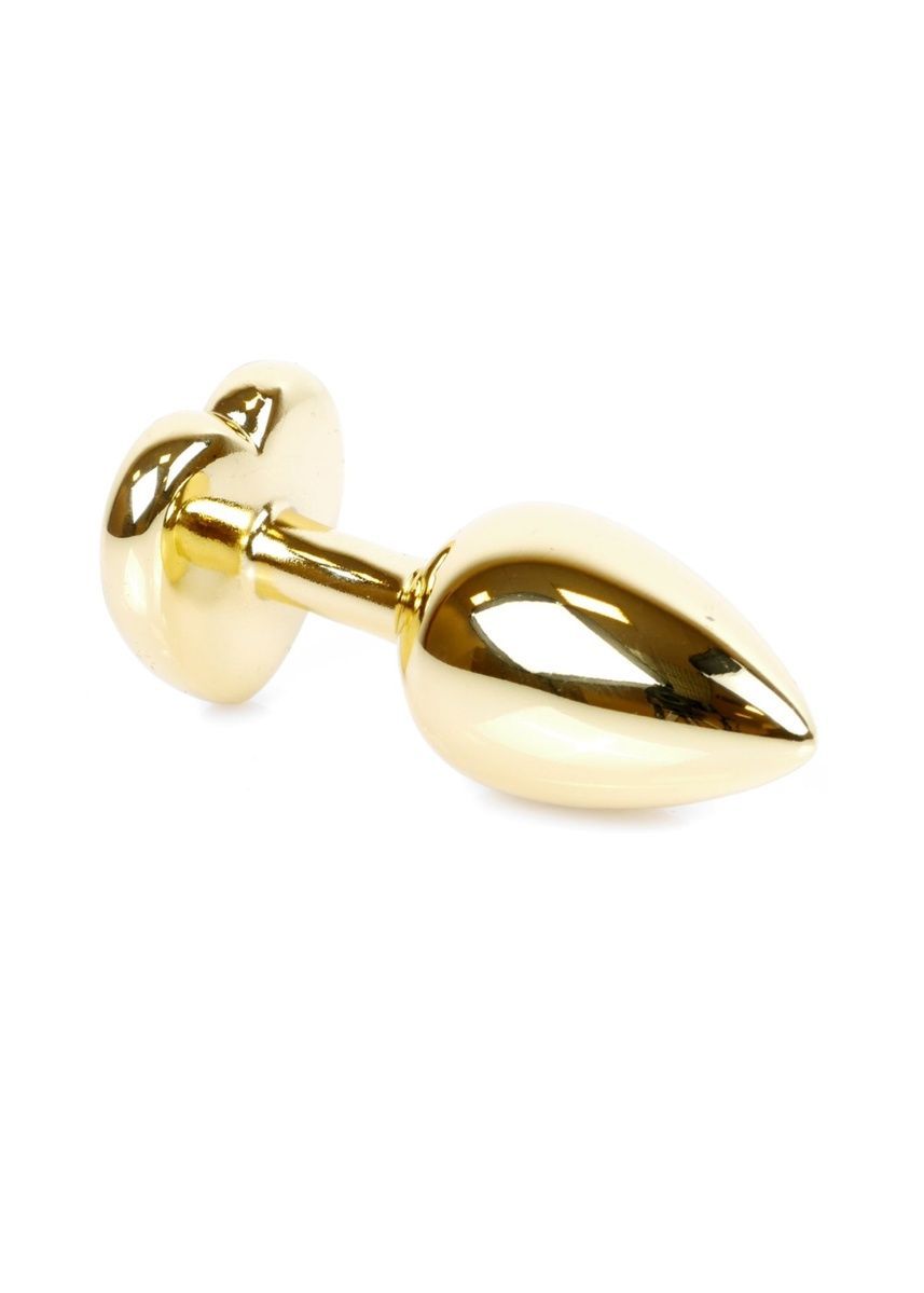 Анальная пробка Jewellery Gold Heart Plug Red, d 2,7 см