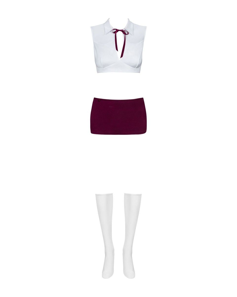 Эротический костюм студентки Obsessive Student 4 pcs costume, топ, юбка, стринги, гольфы, S/M