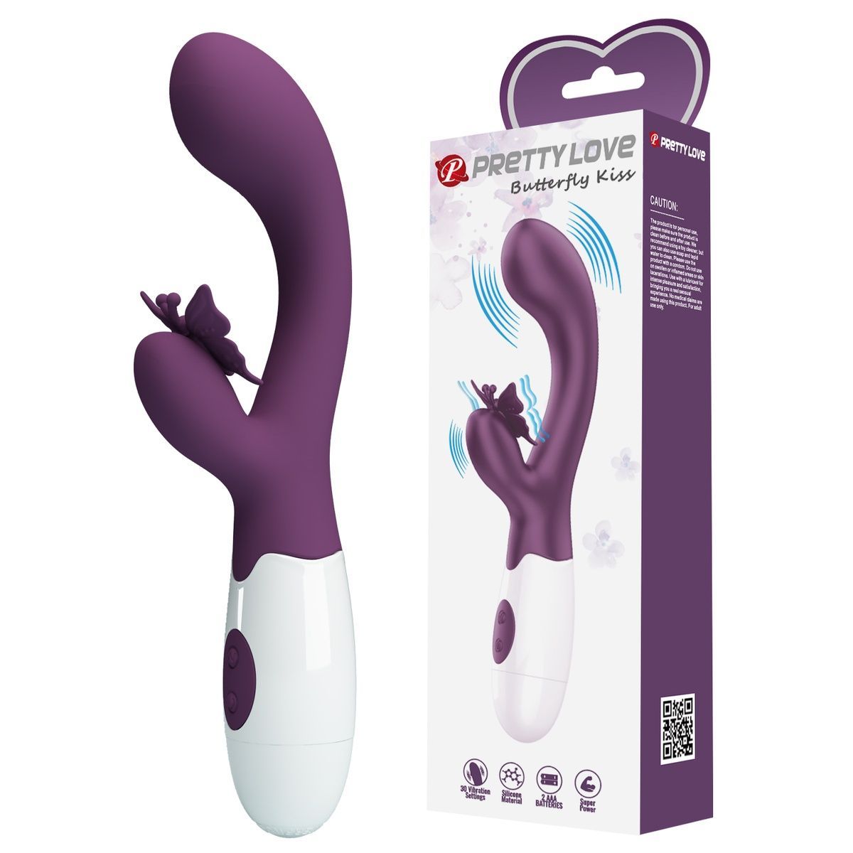 Вибратор-кролик Pretty Love Butterfly Kiss Vibrator Dark Purple
