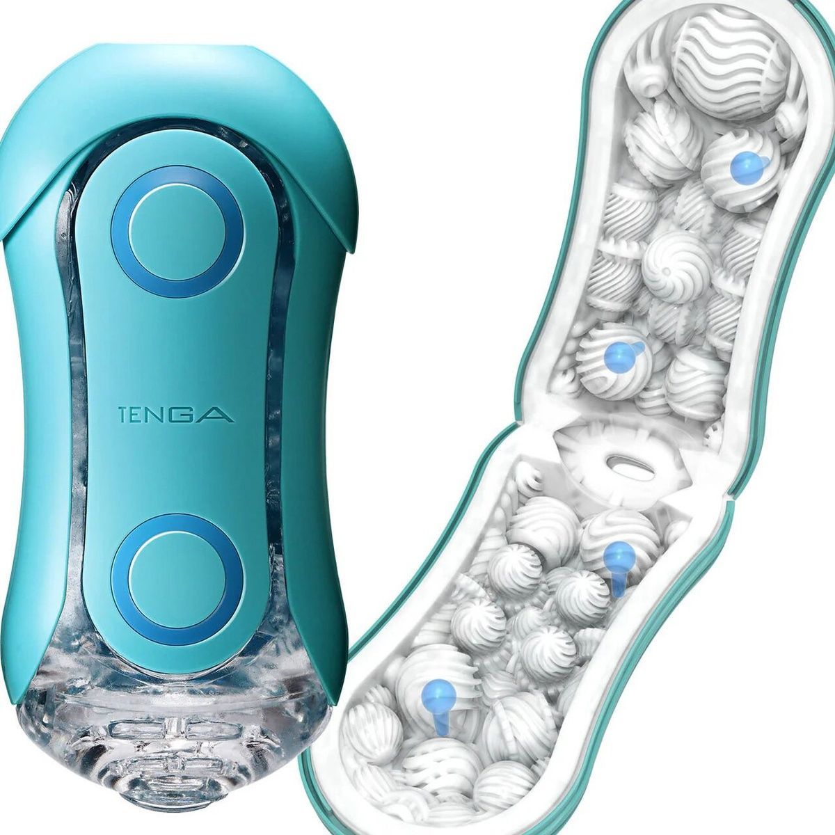 Мастурбатор Tenga Flip Orb &mdash; Ocean Blue, с изменяемым сжатием, со стимулирующими шариками внутри