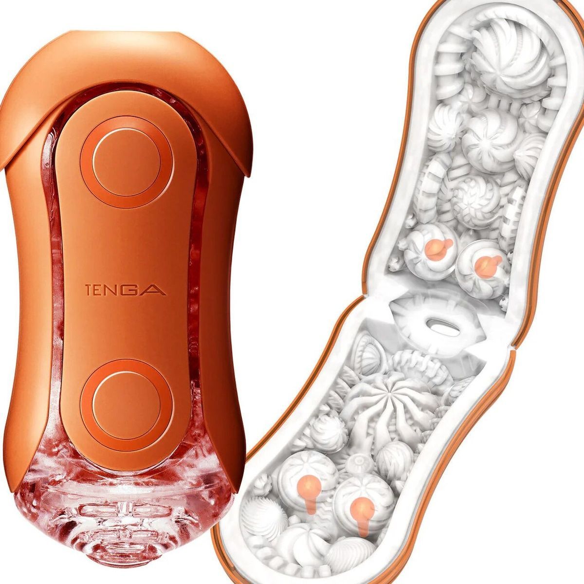Мастурбатор Tenga Flip Orb &mdash; Sunset Orange, с изменяемым сжатием, со стимулирующими шариками внутри
