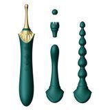 Мультифункціональний вібратор Zalo &mdash; Bess 2 Turquoise Green, 4 насадки, підігрів