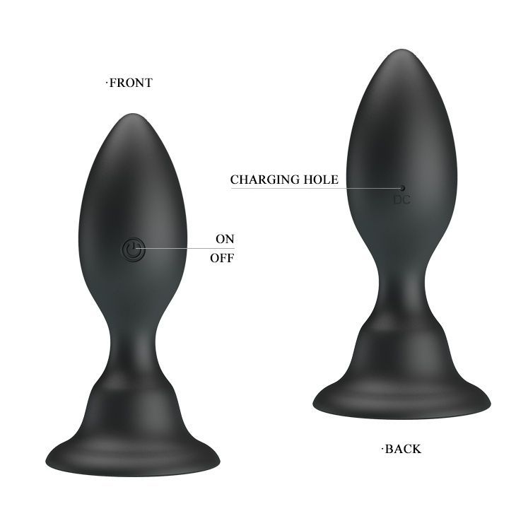 Анальна пробка з вібрацією Pretty Love Push Over To Trigger Vibration Black - 3,4 см