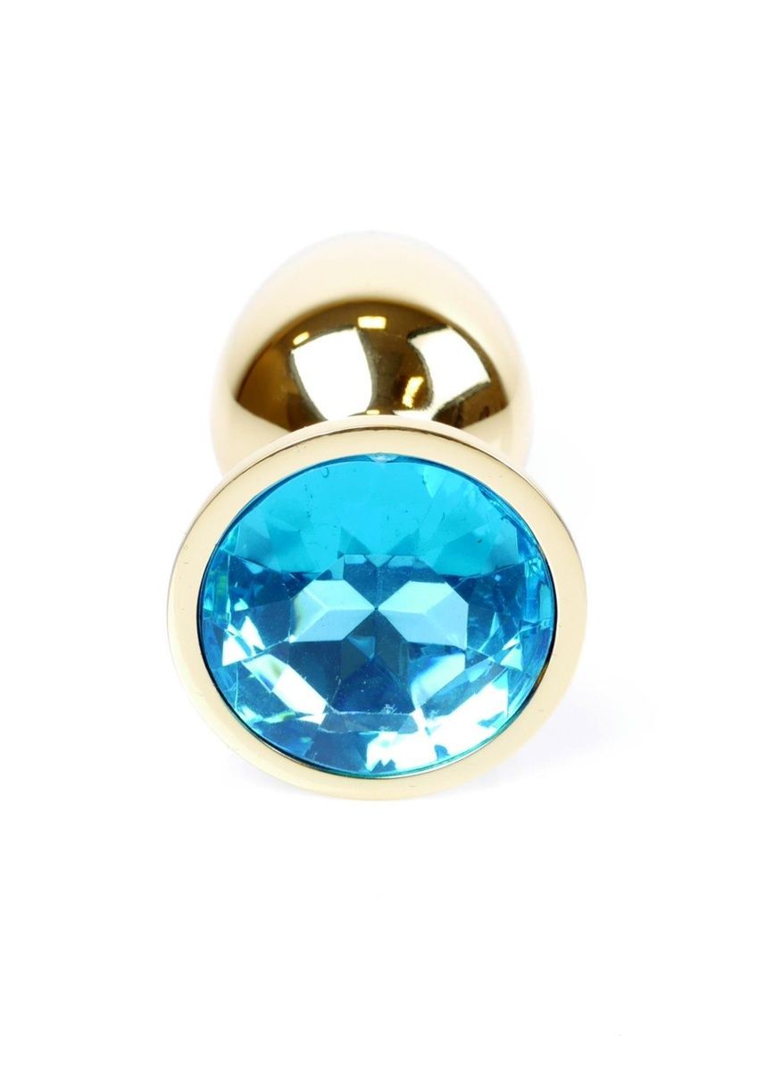 Анальна пробка Jewellery Gold Plug Light Blue, 2,7 см