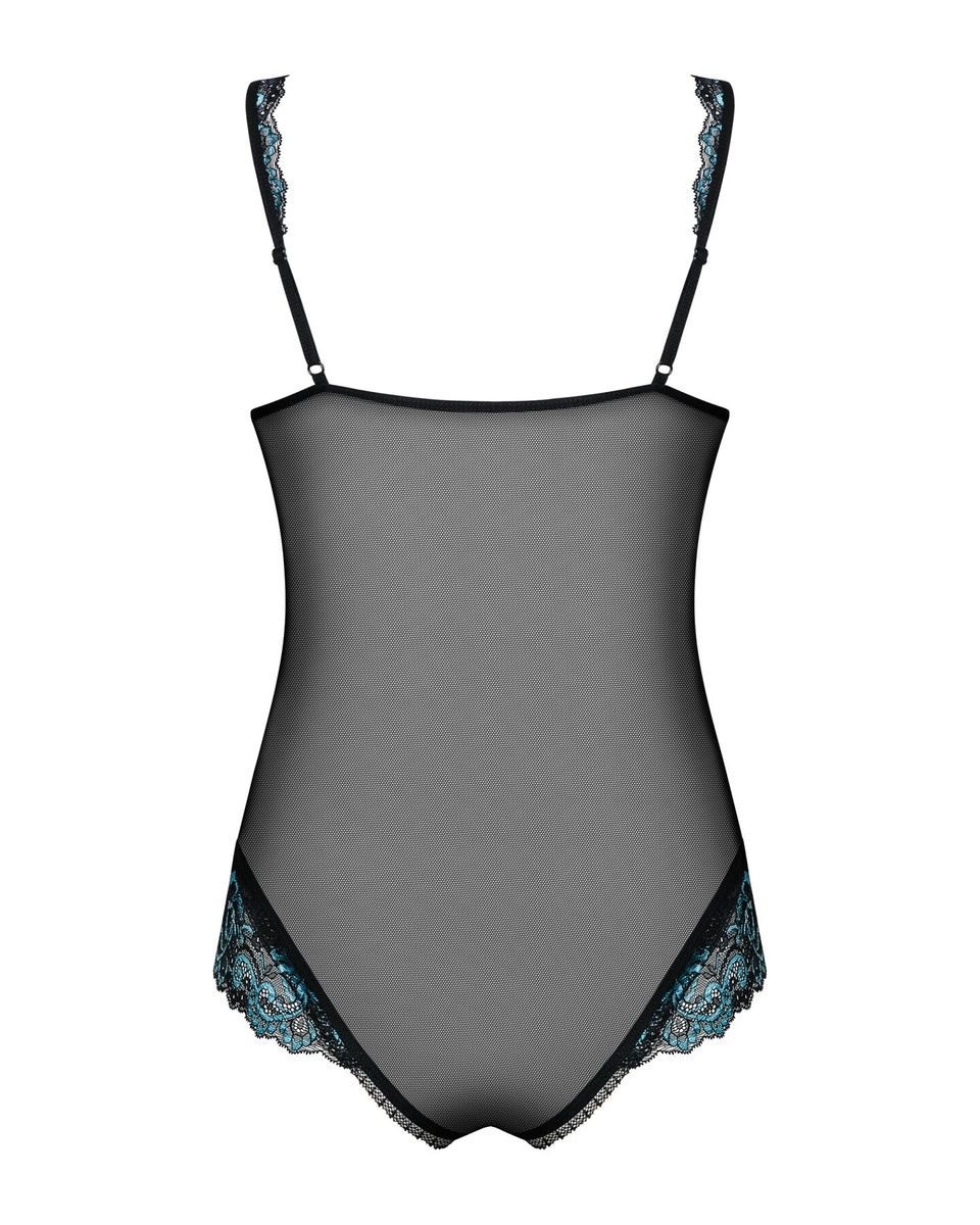Сетчатое боди на косточках Obsessive Amanta teddy, черное, с доступом, S/M