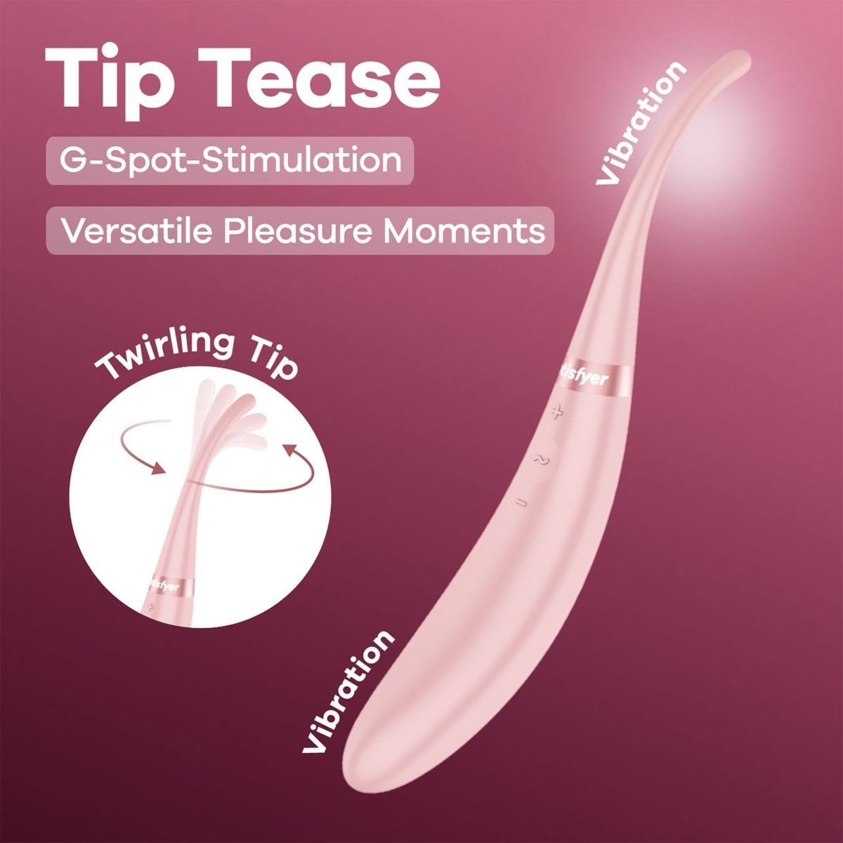 Двухсторонний вибратор Satisfyer Tip Tease Rose для точечной и G-стимуляции