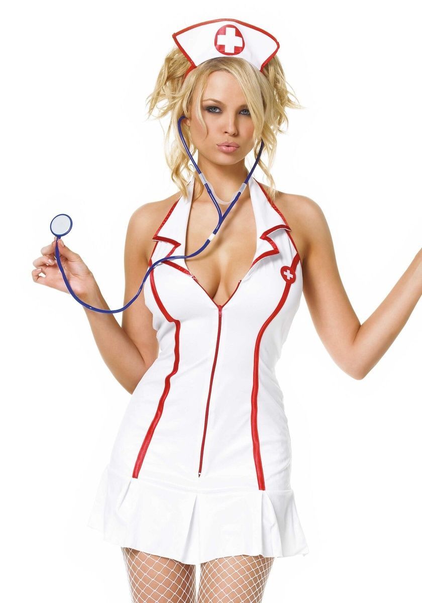 ​​Еротичний костюм медсестри Leg Avenue Head Nurse, сукня, аксесуар на голову, стетоскоп, S/M