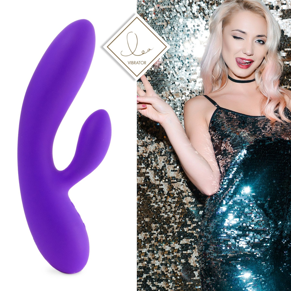 Гнучкий вібратор кролик з двома моторами FeelzToys Lea Rabbit Vibrator Medium Purple