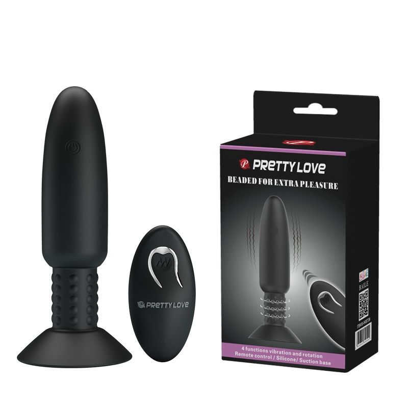 Анальная пробка с вибрацией Pretty Love Beaded For Extra Pleasure Black &ndash; 3,6 см