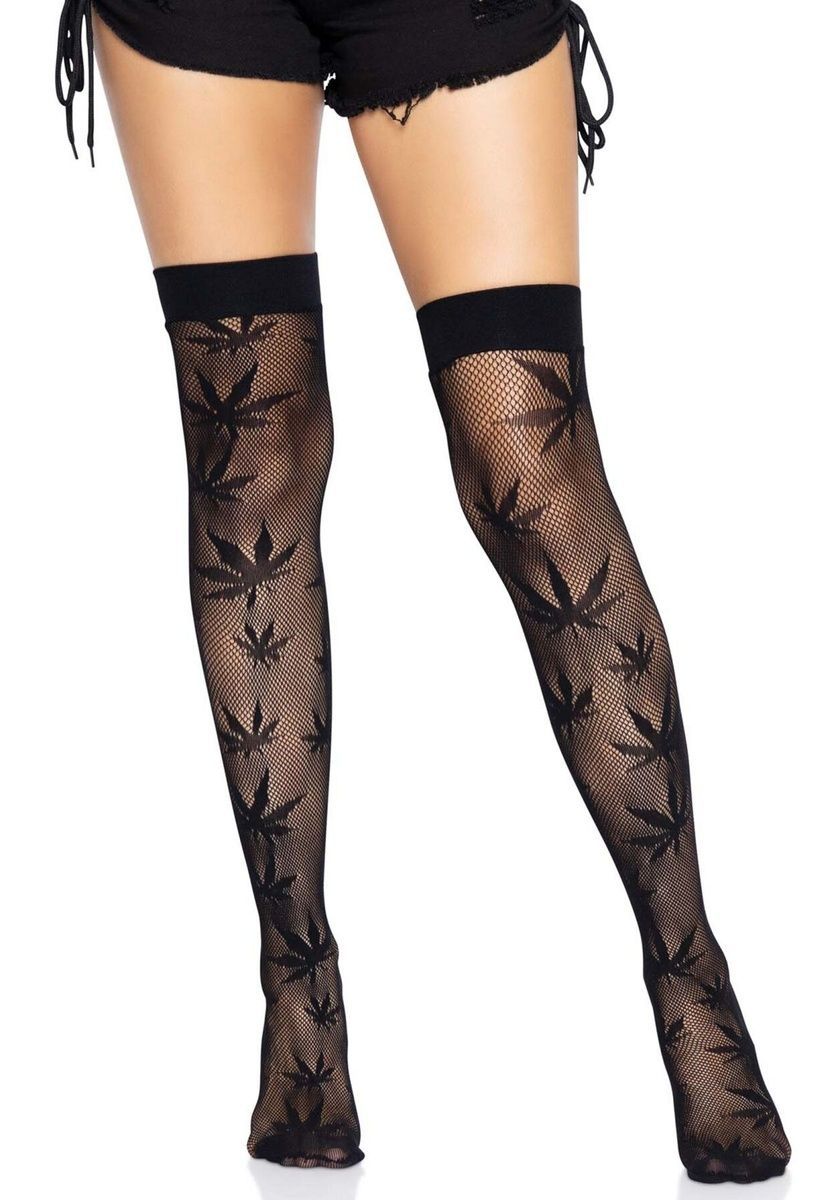 Чулки с рисунком Leg Avenue 420 Net thigh highs Black