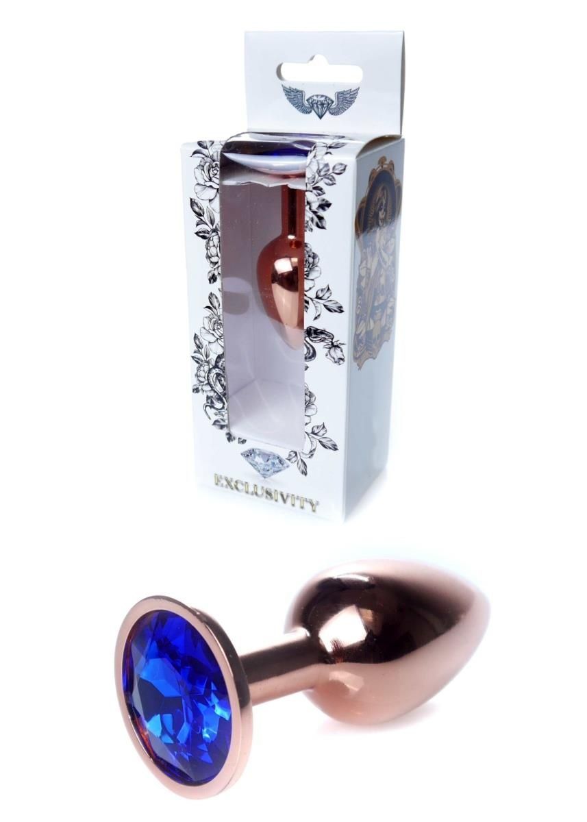 Анальная пробка Jewellery Red Gold Plug Dark Blue, 2,7 см