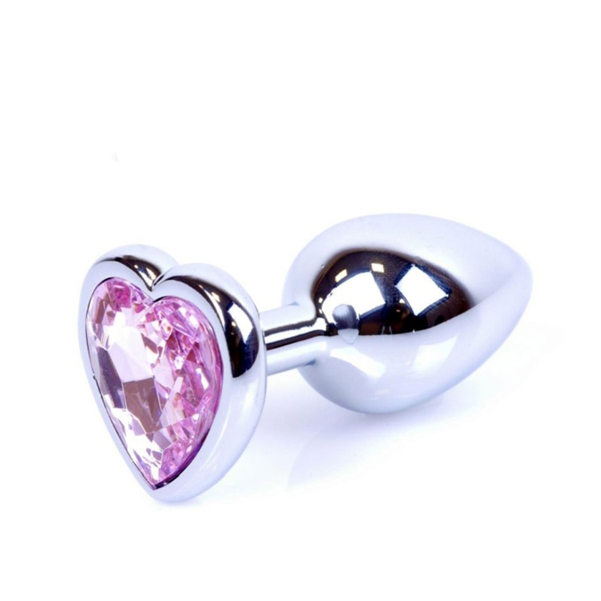 Анальная пробка Jewellery Silver Heart Plug Light Pink d 2,7 см
