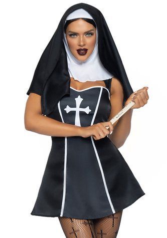 Костюм черниці Leg Avenue Naughty Nun, сукня, головний убір, XS