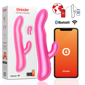 Смарт вібратор-кролик з рухливою голівкою VIBRATION & ROTATION, рожевий, Oninder